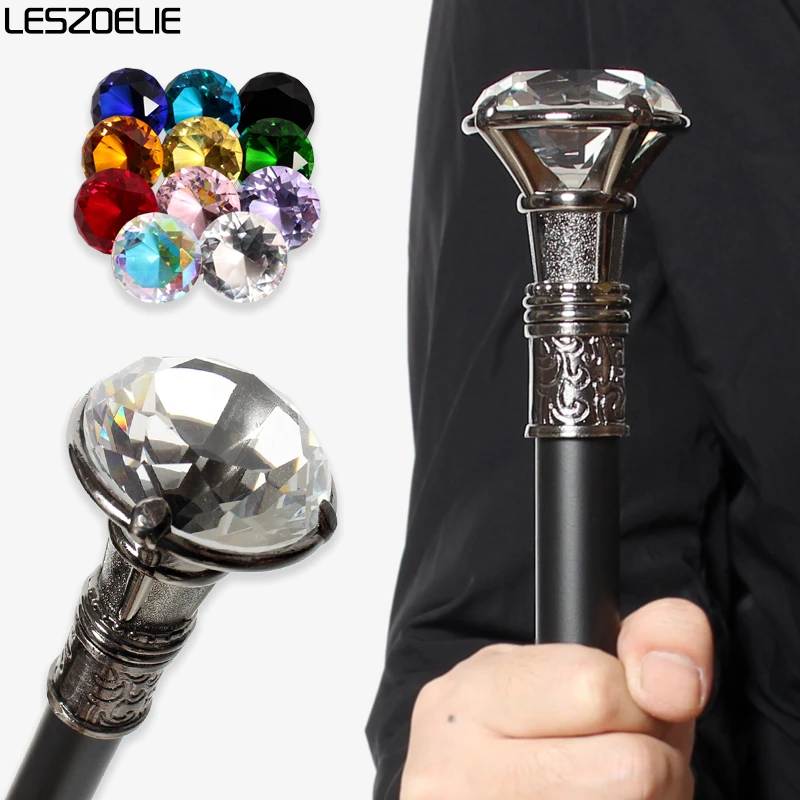 

Luxury Silver Handle Walking Stick with 10 Colors Crystal Diamond Fashionable Man Woman Canes Party Decorative Walking Sticks