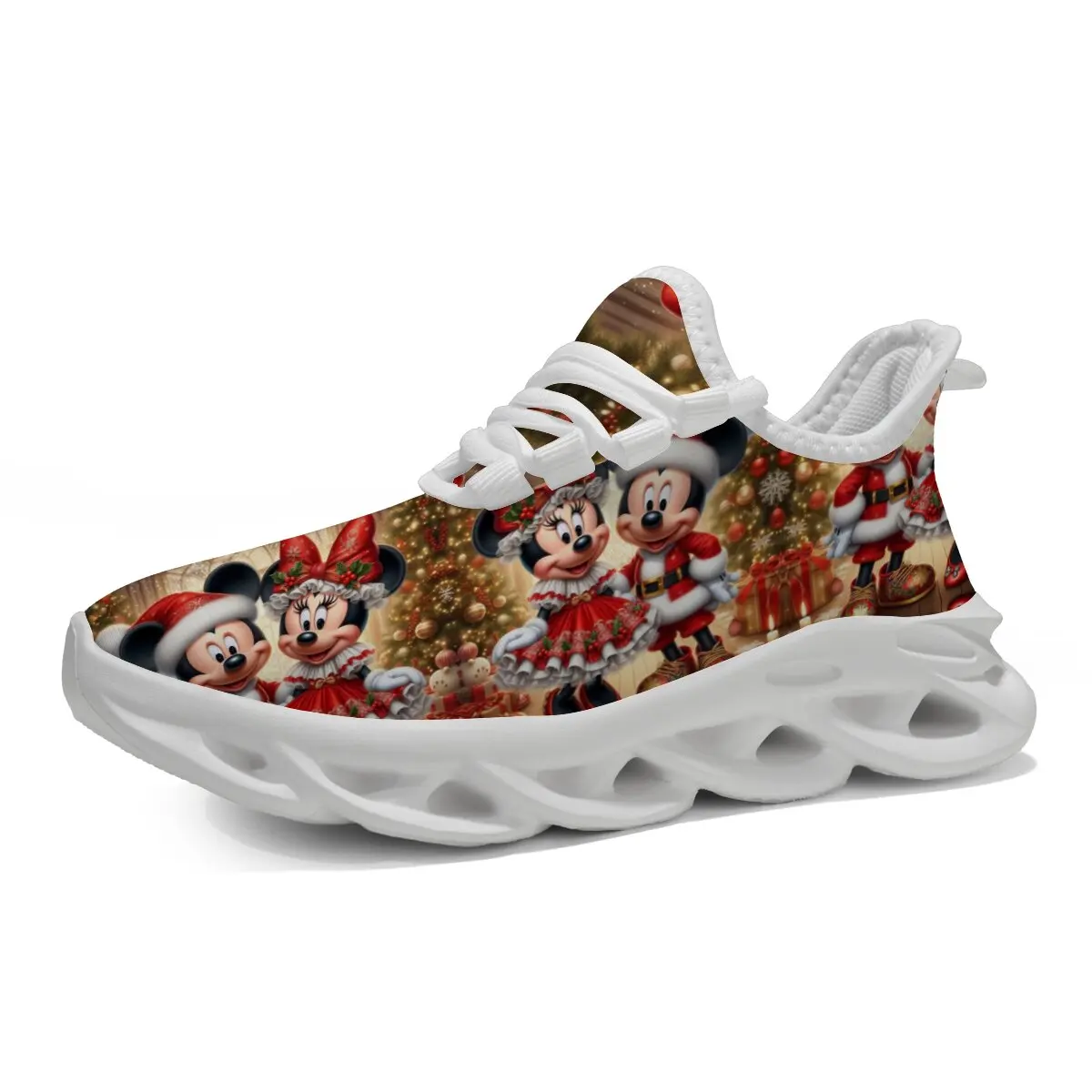 

Mickey Minnie Christmas Print Running Shoes for kids Outdoor Teens Casual Walking Student Fashion Sneakers Soft Children Sports