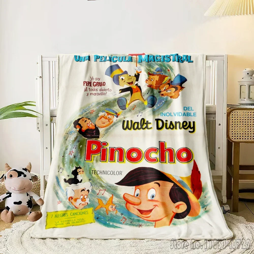 Pinocchio Cartoon 3D Printed Home Cute Kids Blanket Throw for Bed Sofa Decor Fleece Nap Blankets Boys Girls Children Gift