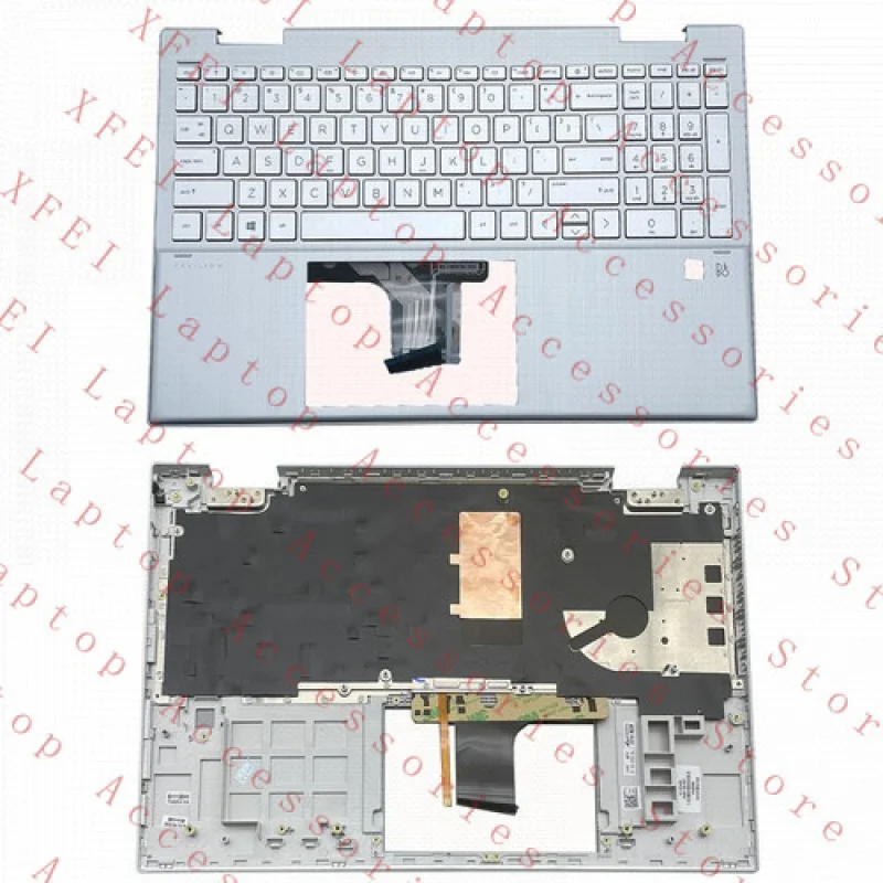 

F New For HP 15-ER 15-ER0051NR Palmrest Backlit Keyboard & Fingerprint M45130-001