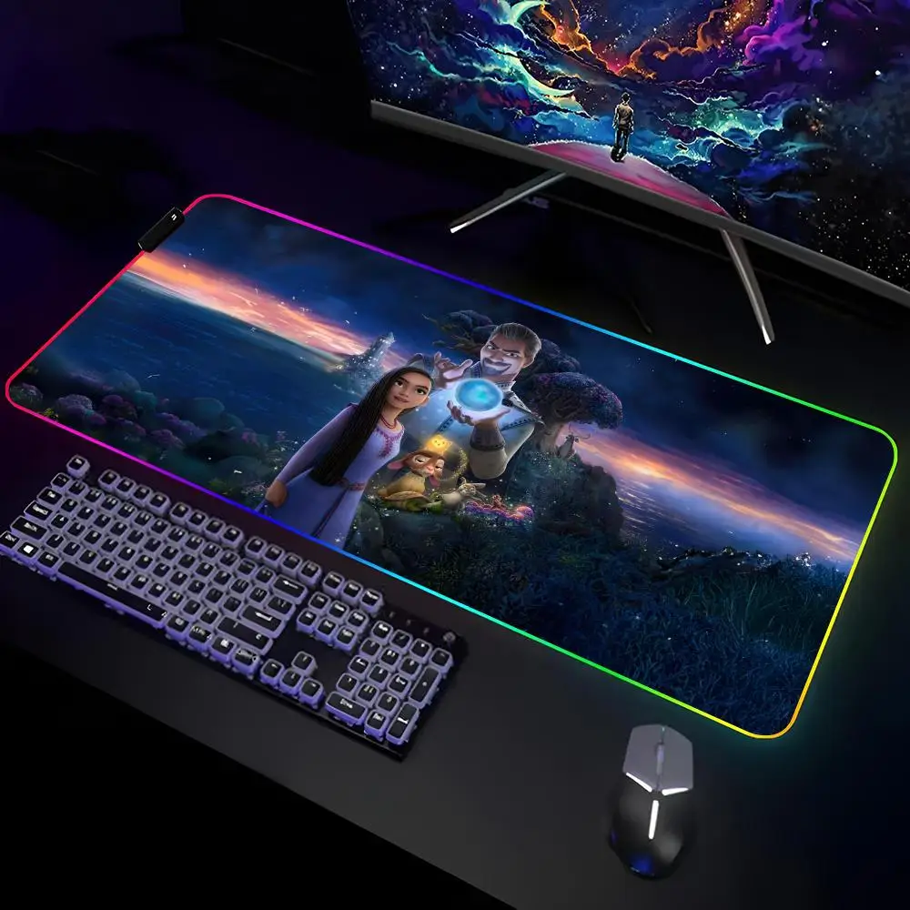 Wish Mouse Pad Gamer RGB Deskmat Keyboard Mat Gaming Laptops LED Mousepad Desk Protector Anime Mause Mats