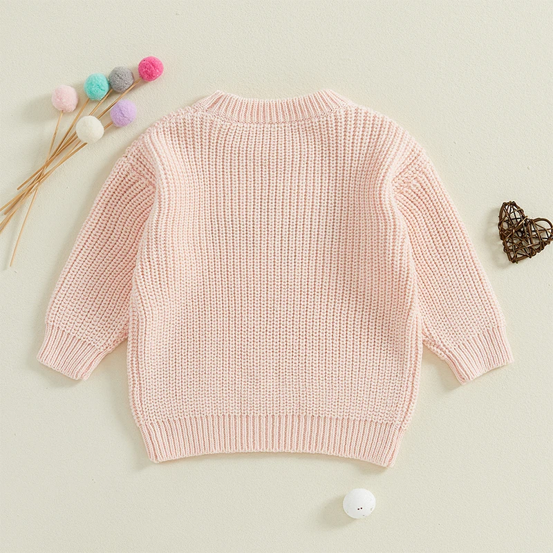 Toddler Infant Baby Girl Knit Sweater Big Sister Little Sister Matching Outfits Long Sleeve Pullover Sweatshirt