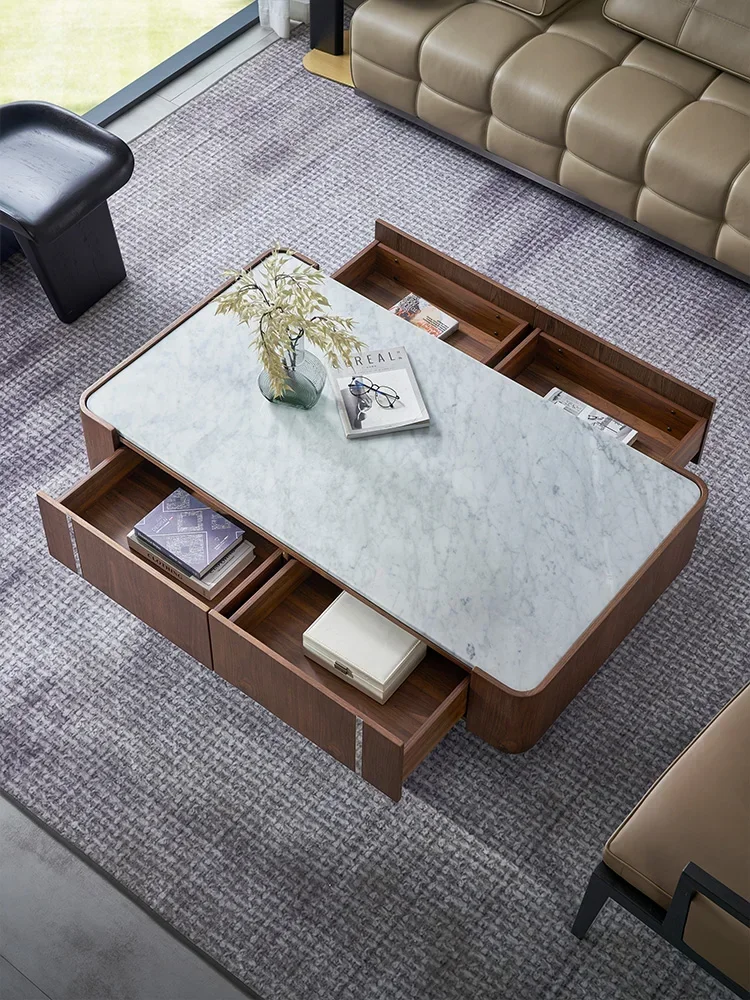 

Italian minimalist luxury stone coffee table light luxury designer natural marble coffee table a16