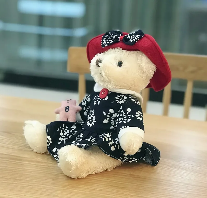 1PCS 25CM 스커트를 입고 귀여운 테디 베어 봉제 인형 장난감 인형 어린이를위한 생일 선물 테디 베어 천 봉제 인형