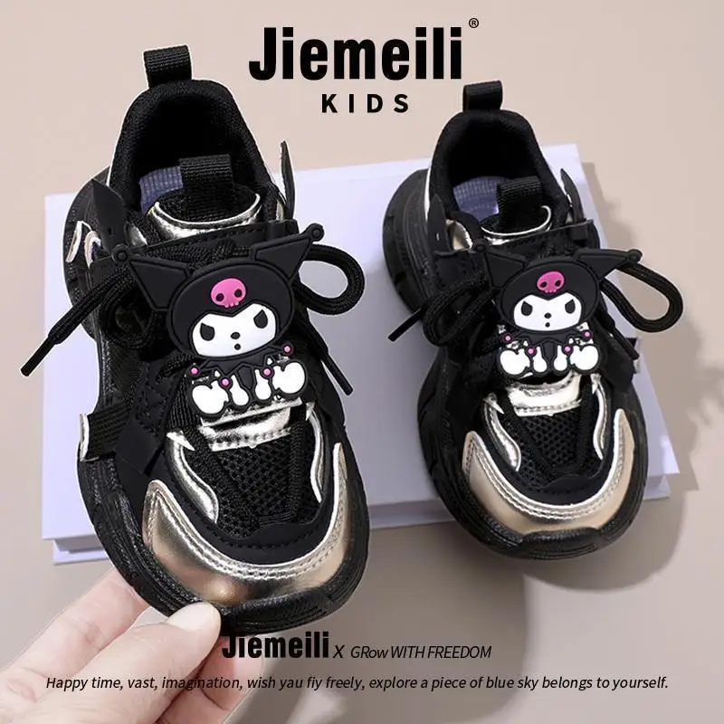 Girls Kuromi Tennis Shoes Anime Sanrios Kids Sneakers Student Casual Sports Shoes Cartoon Running Shoes Non Slip Cute Kids Shoes