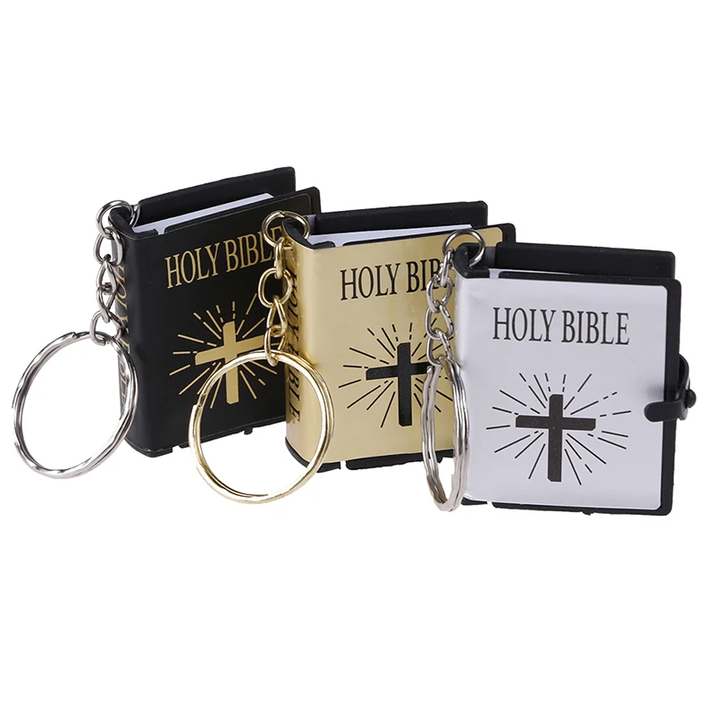 Special Mini Holy Bible Keychain English Religious Miniature Paper Spiritual Christian Jesus Cover Keyring Gift