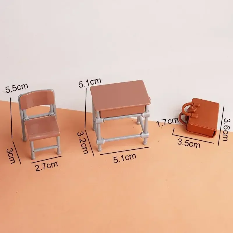 3/6PCS 1/12 Dollhouse Miniature Classroom Backpack Ornaments Leisure Vintage Mini Desk Simulation Schoolbags Furniture Model
