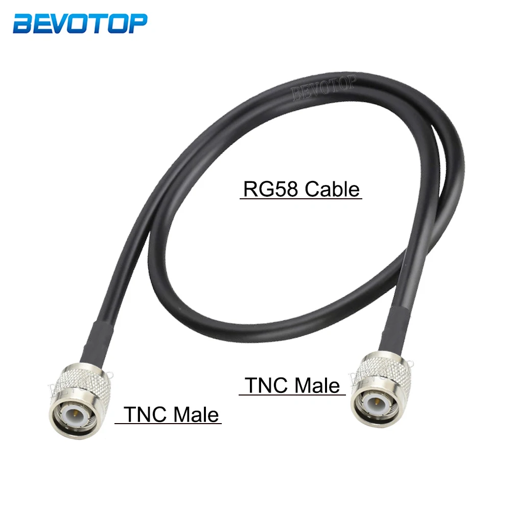 1Pcs RG58 TNC Male to TNC Male Plug Connector Low Loss RG-58 RF Extension Coaxial Jumper Pigtail Cord Cable 50 Ohm Nickel Plated