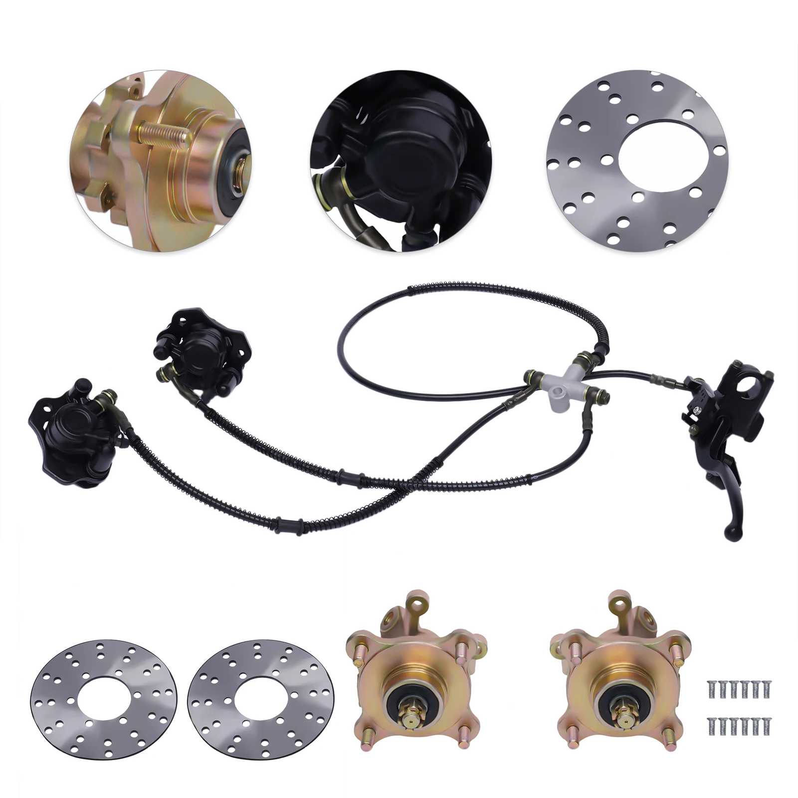 

Front Steering Knuckle Spindle Wheel Hub Assembly Disc Caliper Rotor Kit for 125cc-250cc ATV Quad Dirt Bike Motorcycle