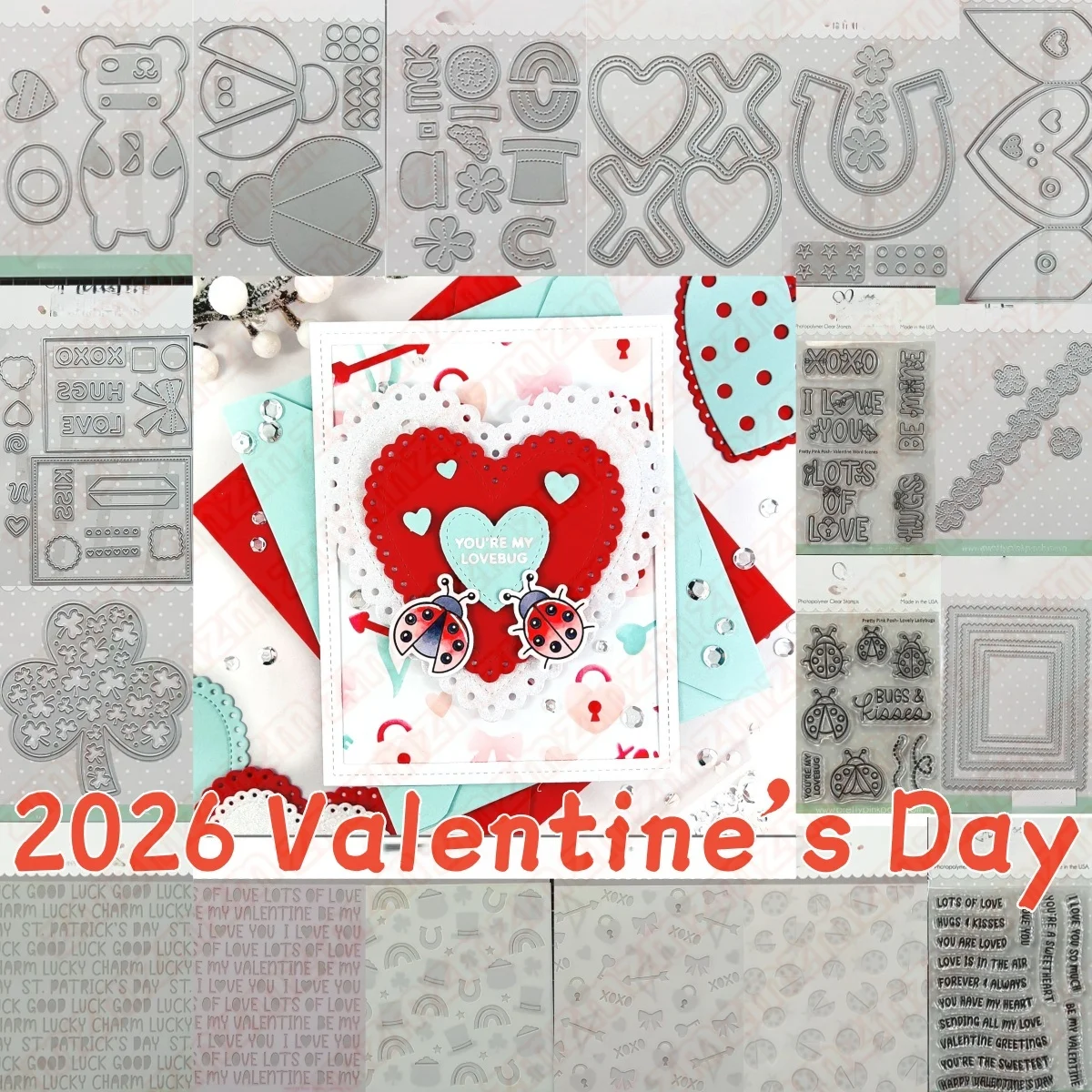 

2026 Valentines Day Heart Bear Holder Sweet Box Shaker Metal Cutting Dies Clear Stamps Stencil for DIY Making Card Scrapbook