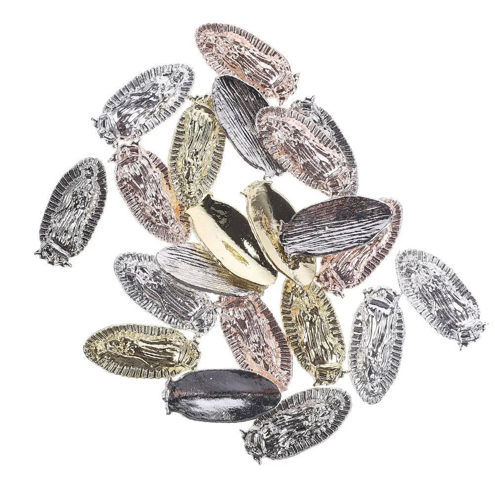 

40 шт. 3D-шармы для ногтей «Дева Мария», милые украшения из сплава с камнями для женского маникюра, аксессуары для рождественского нейл-арта