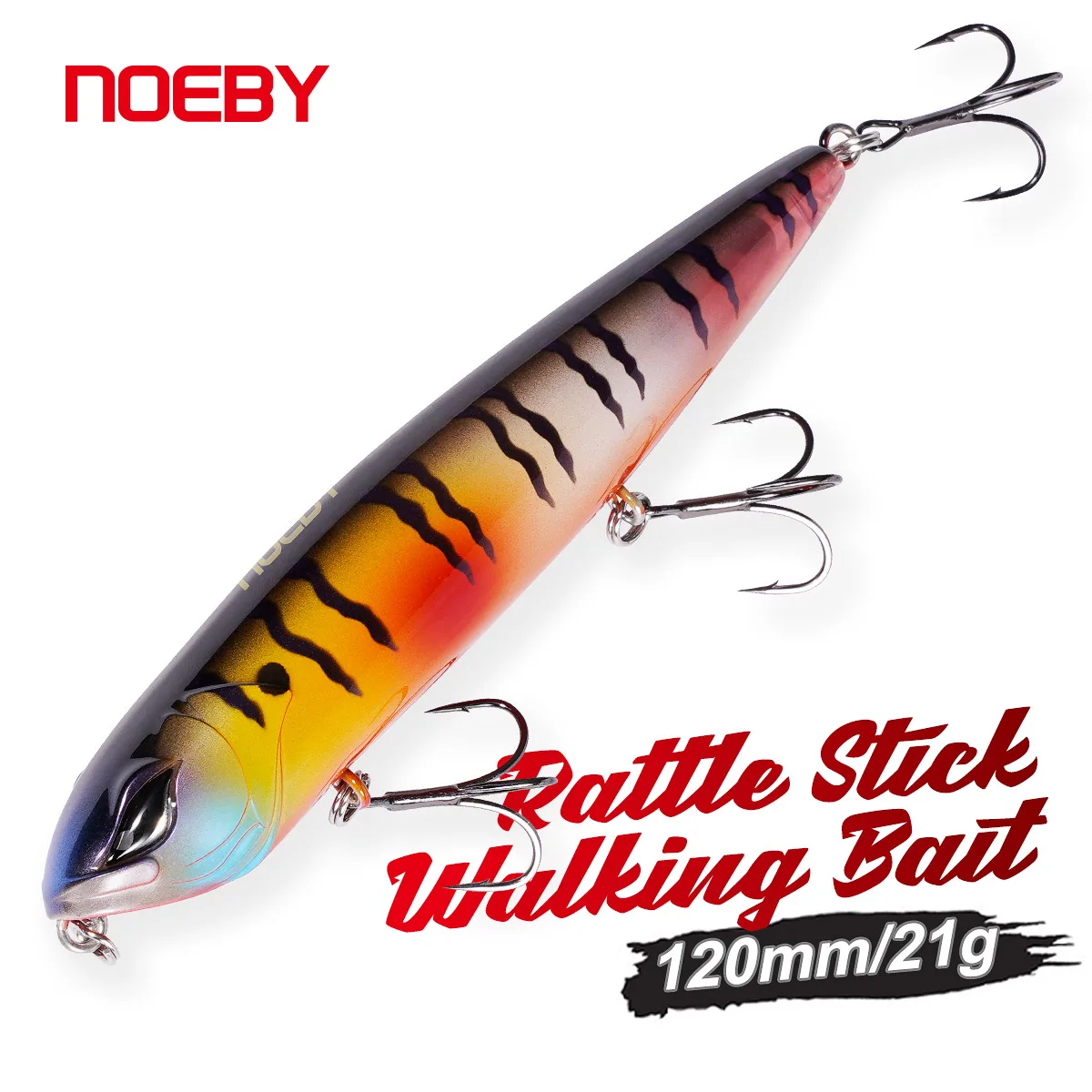 NOEBY Rattle Stickbait Angelköder 120mm 21g Walking the Dog Schwimmender Pencil-Köder für Weitwürfe Harter Wobbler Angelköder