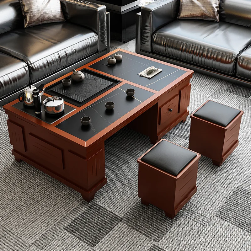 Kung Fu tea table with kettle, fire stone tea table, chair set, integrated modern home office  table