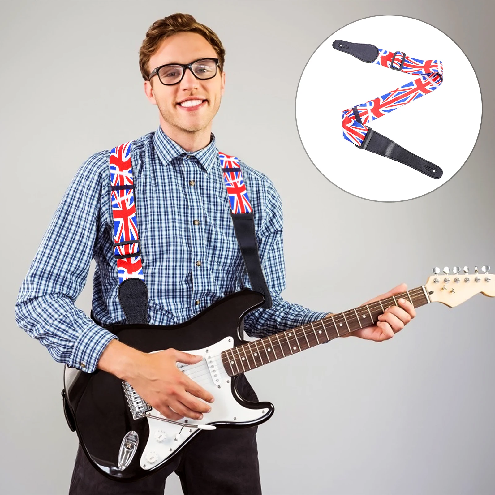 

Guitar Strap Lightweight Printed Belt Classic Non-fading Color Stylish Supplies Polyester Instrument Decorative Attractive
