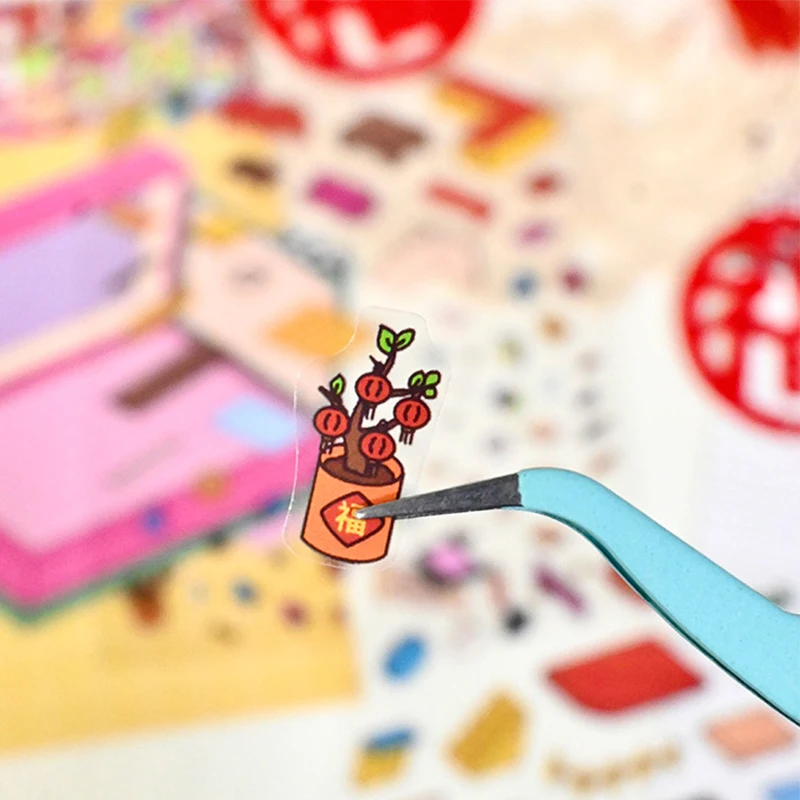 1Set Kawaii Snake Year 3D Landscaping Stickers Cartoon Miniature Scene Visual Stacking Three-dimensional Stickers Children Gifts