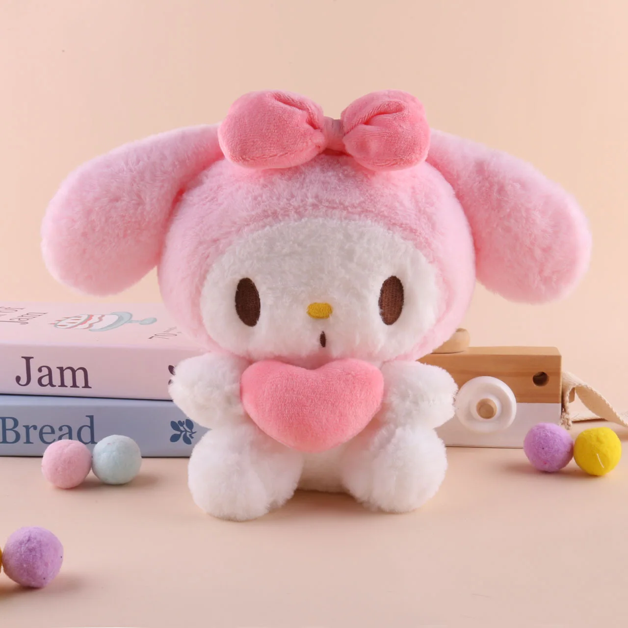 22cm Sanrio Hello Kitty Kuromi Poduszka KT Pluszowa zabawka Dziewczynki Miękkie wypchane zwierzę Zabawki Serce Moja melodia Cinnamoroll Rzeczy Lalka