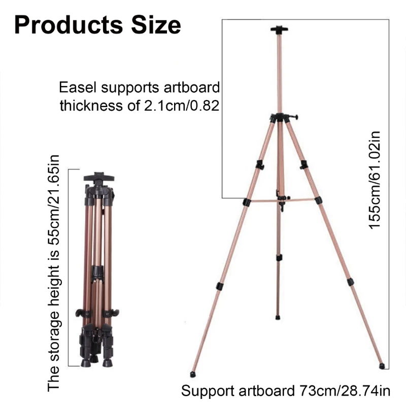 Chevalet d'artiste avec rangement, trépied en métal réglable, chevalet d'affichage peinture artistique