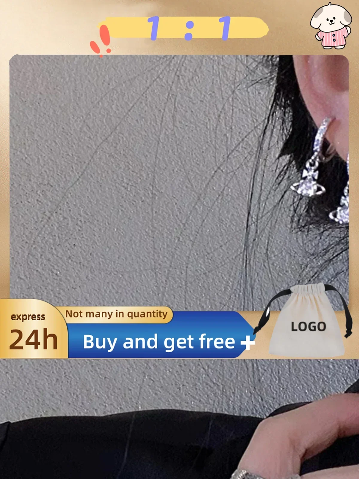 Buy 1 Get 1 Free Vivian Four Claws Full Diamond Saturn Earrings Exquisite