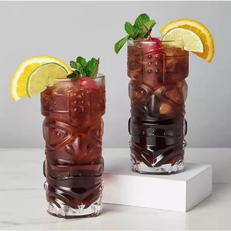 كوب تيكي من الزجاج الكريستالي ، كوب كوكتيل هاواي ، كوب وجه شبح ، كوب ماء إنشاء غوم #1