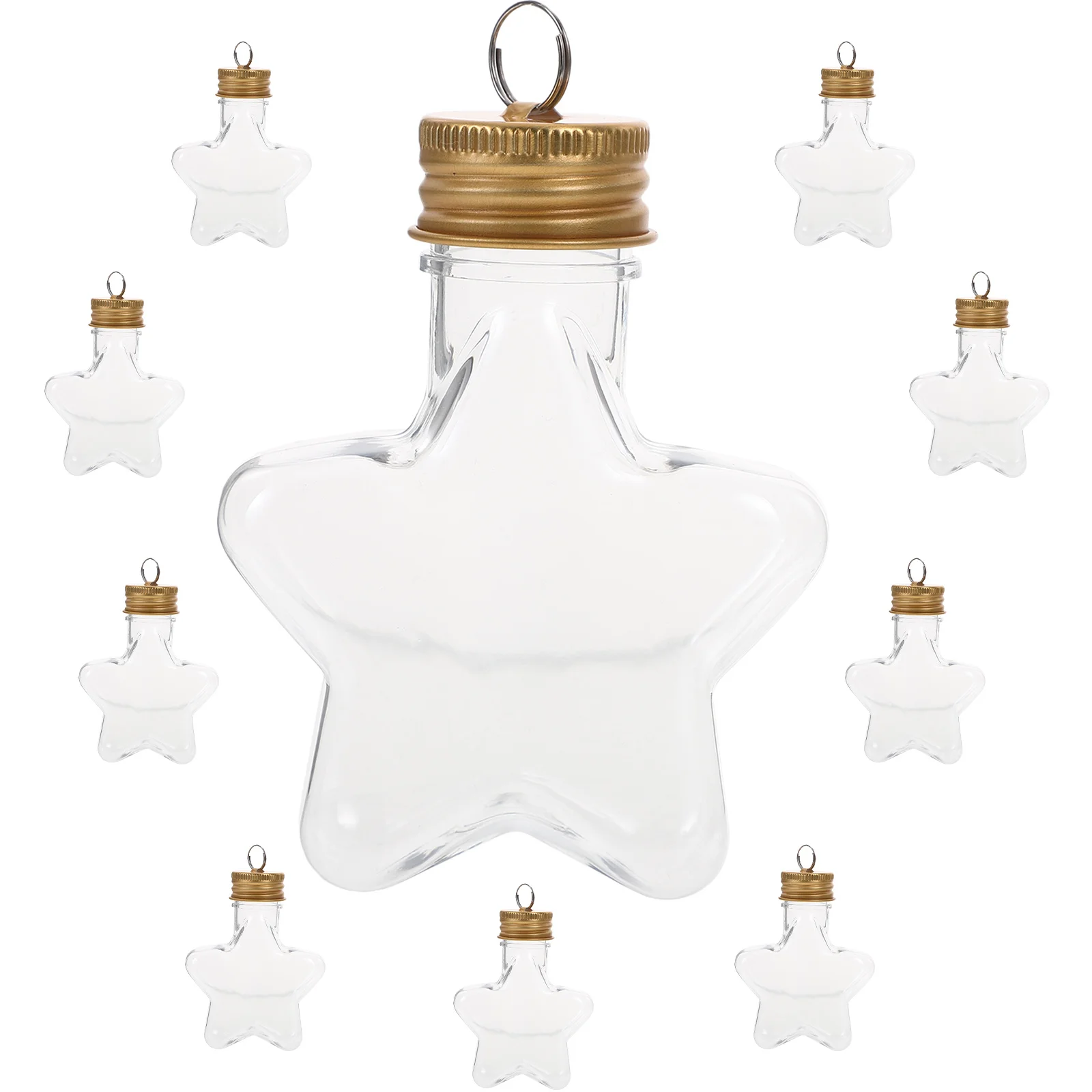 

10pcs Christmas Stars Bottle Refillable Glass Hanging Decor For Diy Wishing Bottle Origami Craft Star Jar Decoration Pendant