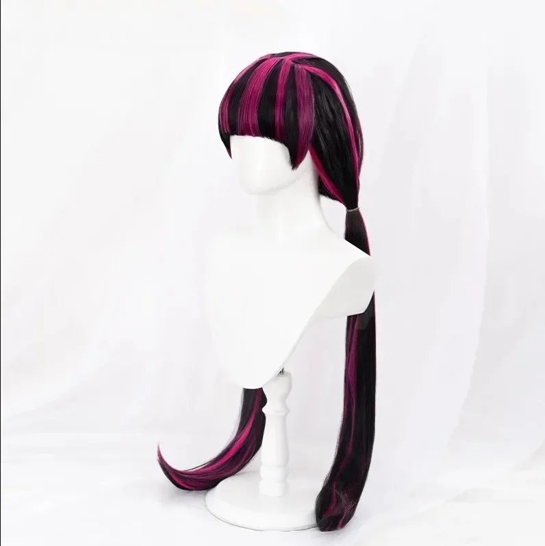 High Quality Movie Draculaura Cosplay Wig Long Straight Black Rose Pink Heat Resistant Synthetic Hair Anime Wigs image 2