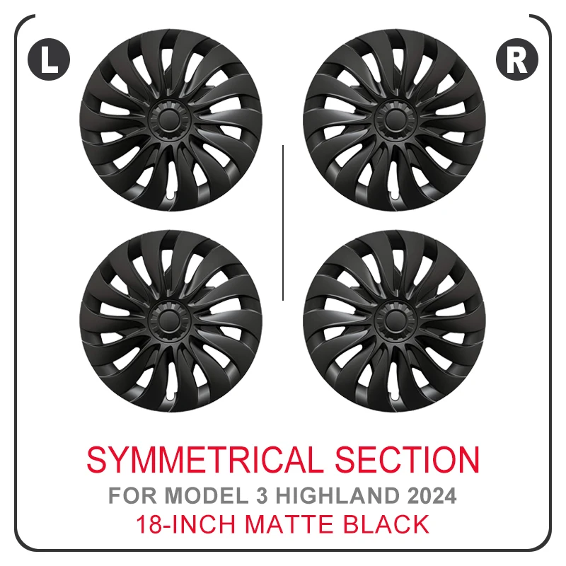 2023-2025 4 Stuks 18-Inch Wieldop Ontwerp Voor Tesla Model 3 Highland Wieldoppen Turbine Stijl hub Caps Vervanging Accessoires