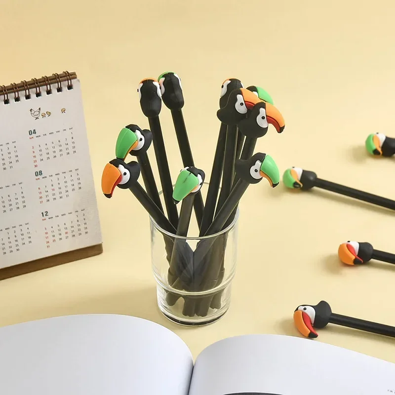 A 36PCS Giant Beak Bird Intermediate Pen Soft Glue Creative Animal Modeling Gel Pen Student Water Pen Wholesale