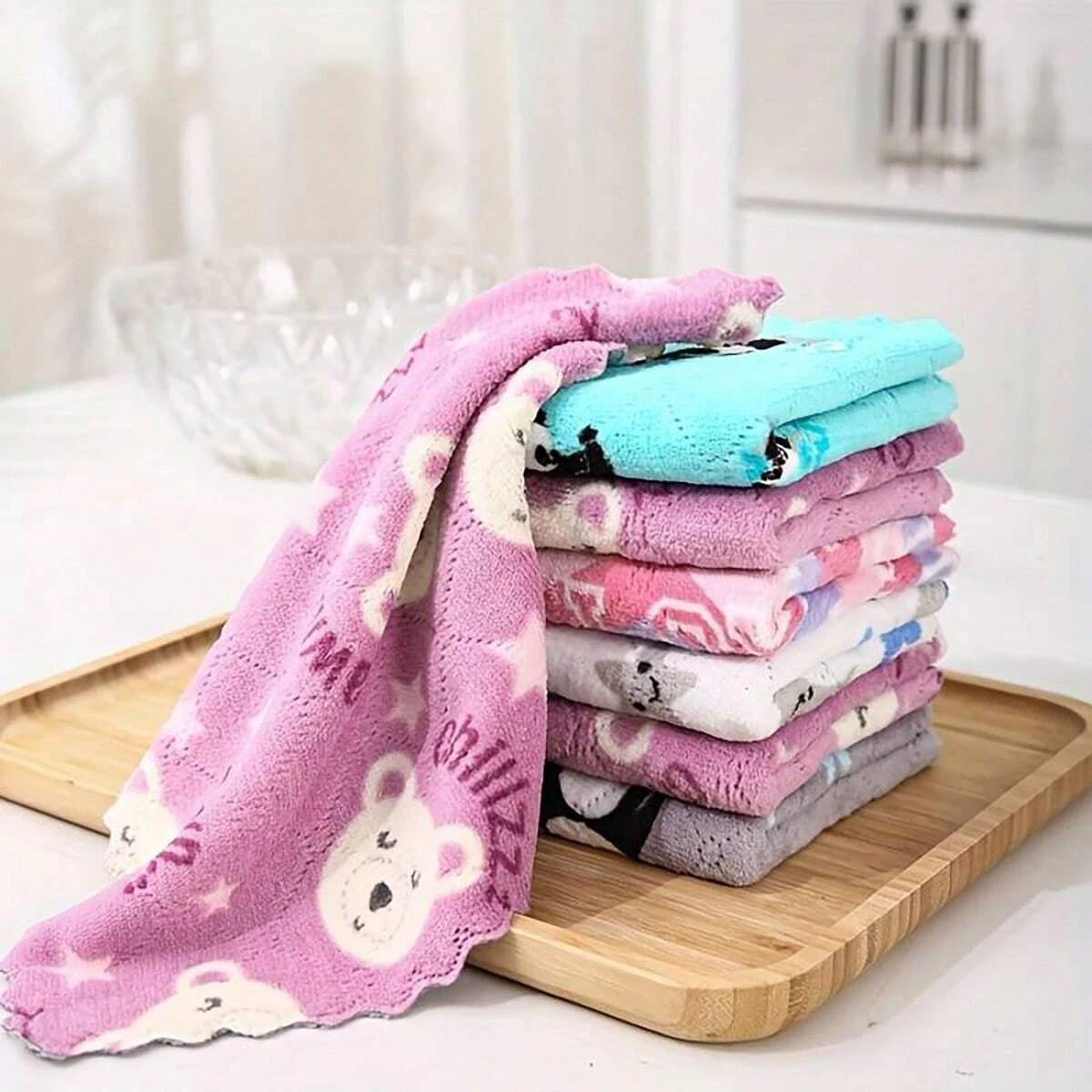 5/10pcs-Dishwashing cloth, absorbent coral velvet dishcloth, household kitchen and household soft cleaning cloth, random color