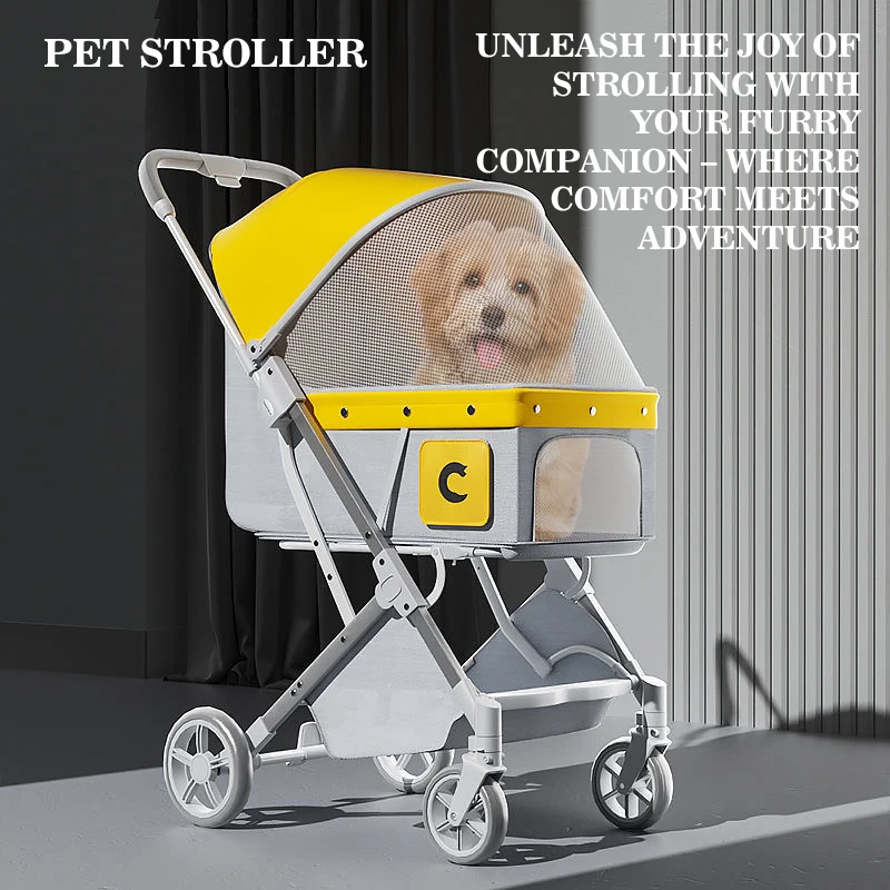 Poussette pour animaux de compagnie 3 en 1, système de voyage multifonctionnel pour animaux de compagnie, cadre pliable en aluminium à 4 roues et doublure amovible
