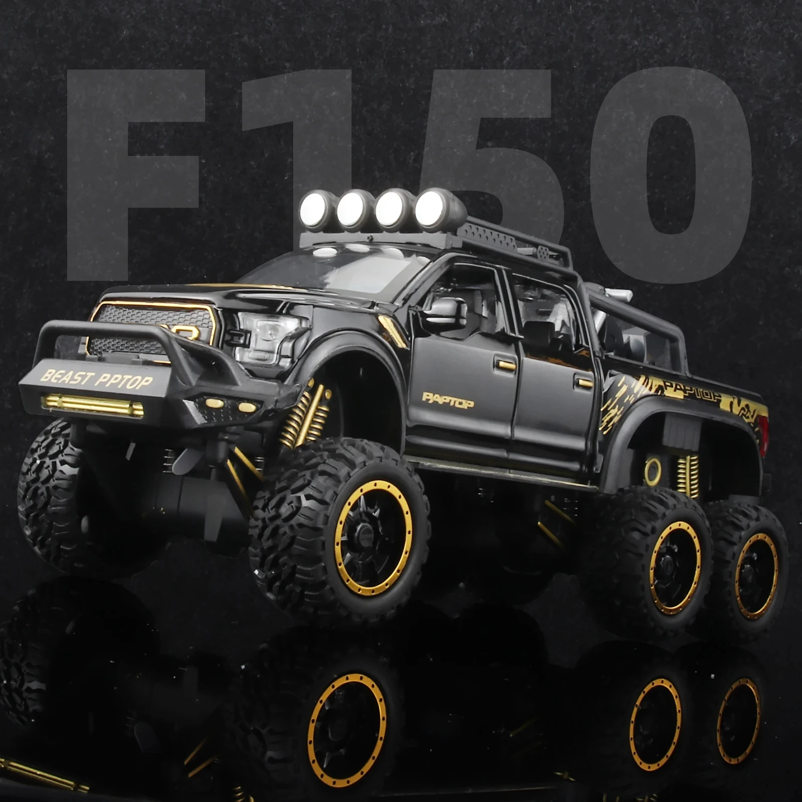 1:24 Scale F150 Off-road Alloy Toy Model with Sound & Light, Retro Spring-Loaded Action for Kids & Collectors 111