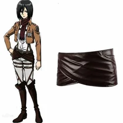 Disfraz de Anime de ataque a los Titanes, traje de Shingeki no Kyojin Mikasa Ackerman, chal, cinturón, pantalones cortos de cuero, conjuntos completos