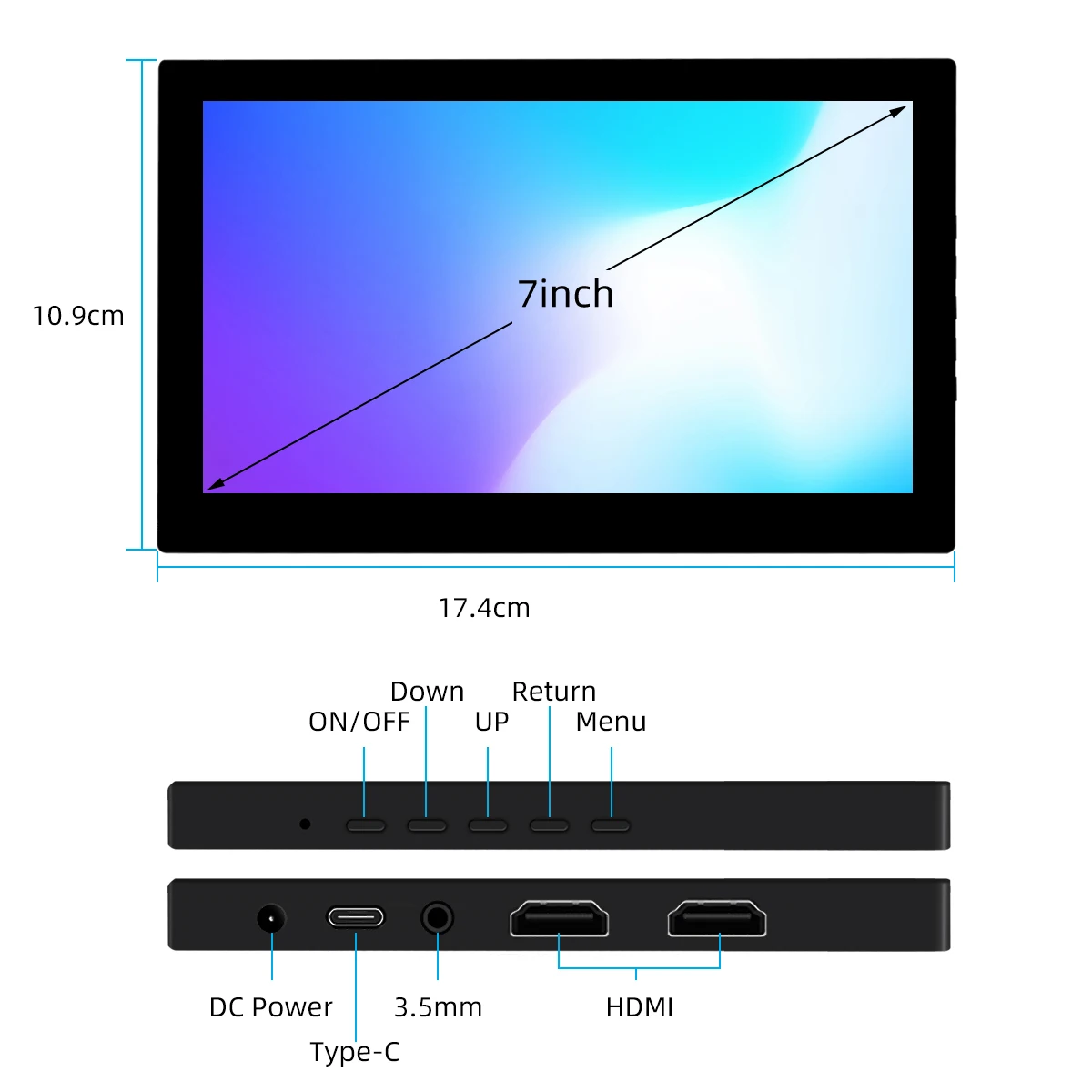 شاشة 7 بوصة محمولة تعمل باللمس مع حامل ، 1024x600 TN بالسعة شاشة تعمل باللمس نوع HDMI كابل لأجهزة الكمبيوتر المحمول التبديل Xbox Raspberry Pi