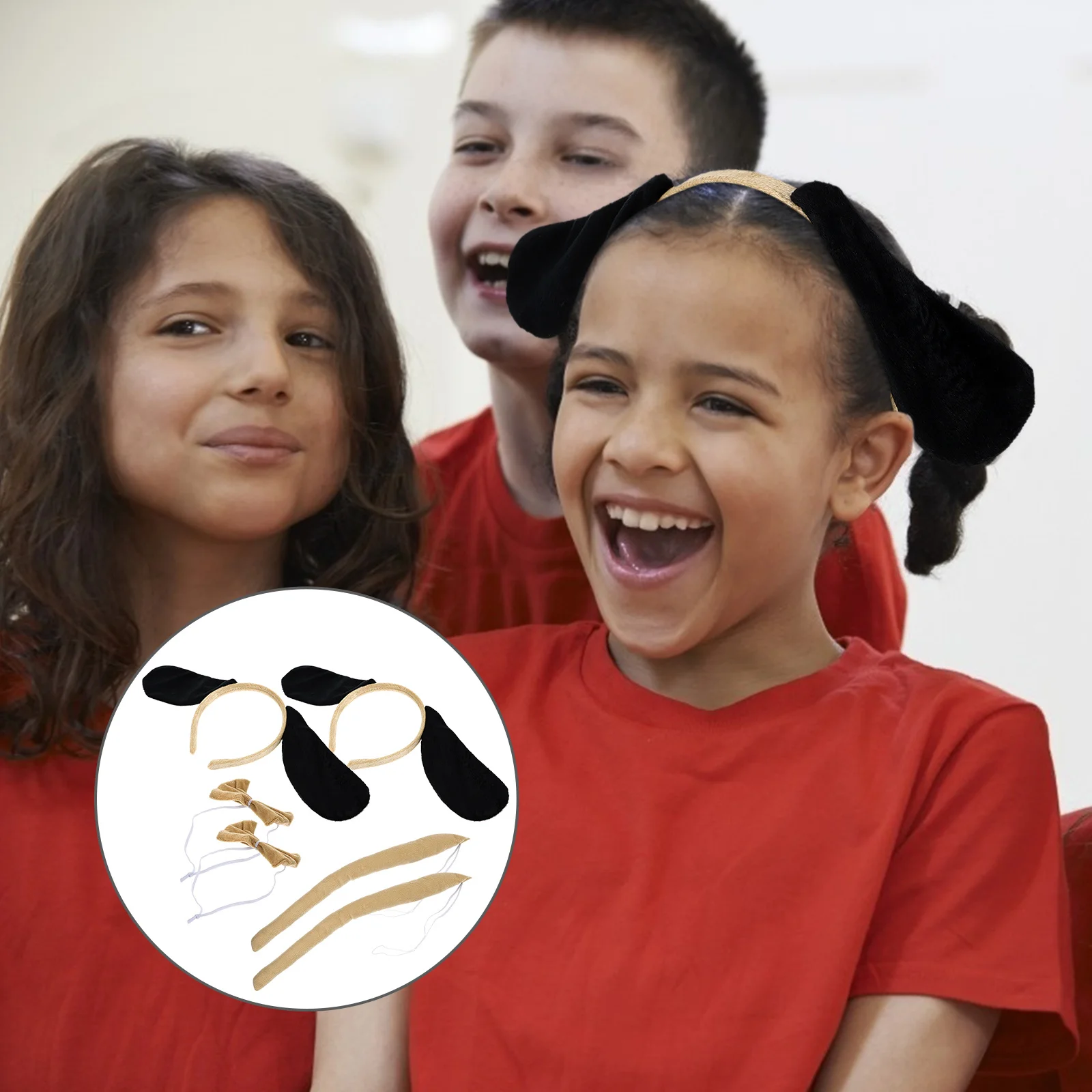 2 Zestawy Dziecięcych Opasek na Głowę ze Zwierzęcymi Uszami, Dalmatyńczyk, Muszka, Ogon, Zestaw Kostiumowy do Cosplayu, Rekwizyt na Występy, Akcesorium na Imprezę