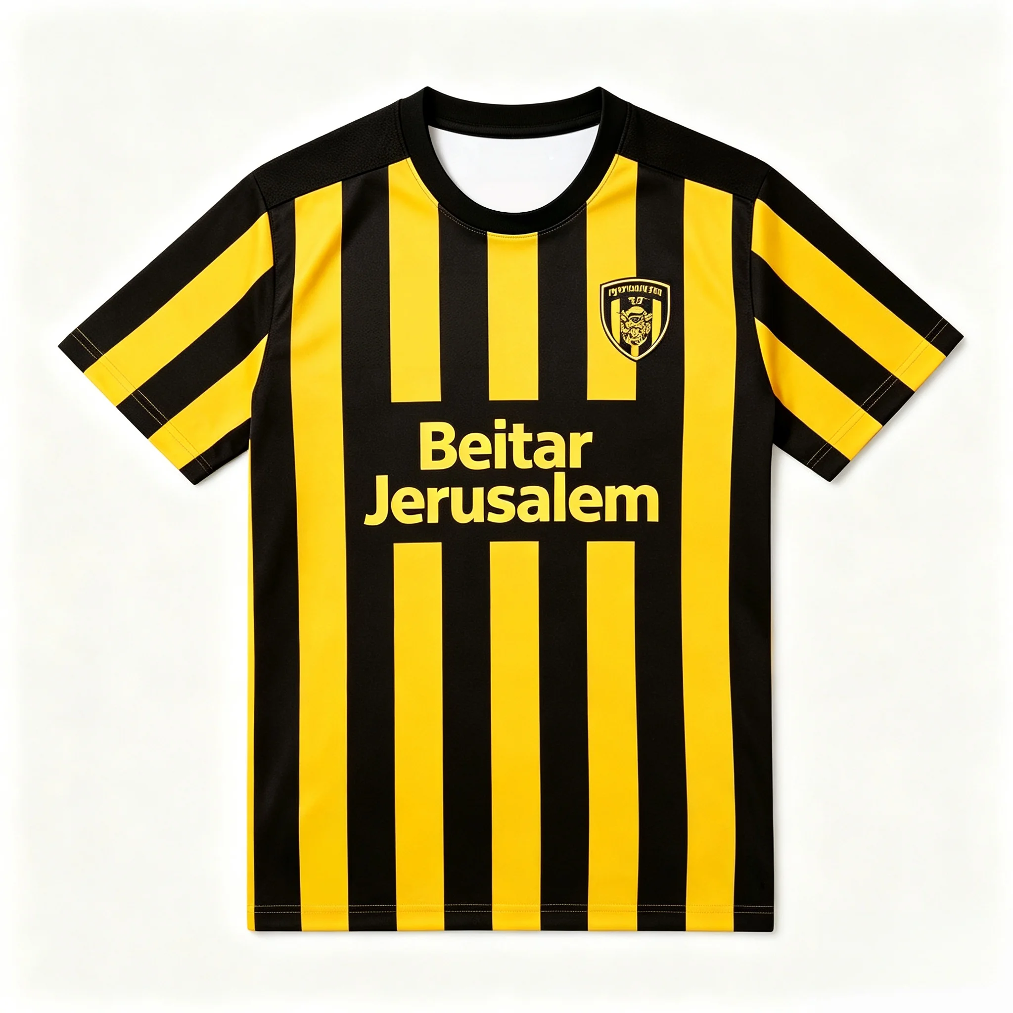 Beitar Jerusalem FC Soccer Jersey Men Black Yellow Vertical Striped Short Sleeve Football Shirt Breathable Fan Sports Tee