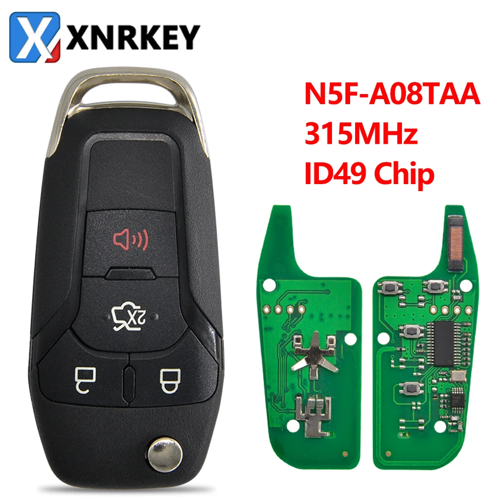 

XNRKEY FCC:N5F-A08TAA EB3T-15K601-BA Smart Flip Remote Control Car Key For Ford Escort Fusion 2013-2016 ID49 Chip 315Mhz/433MHZ