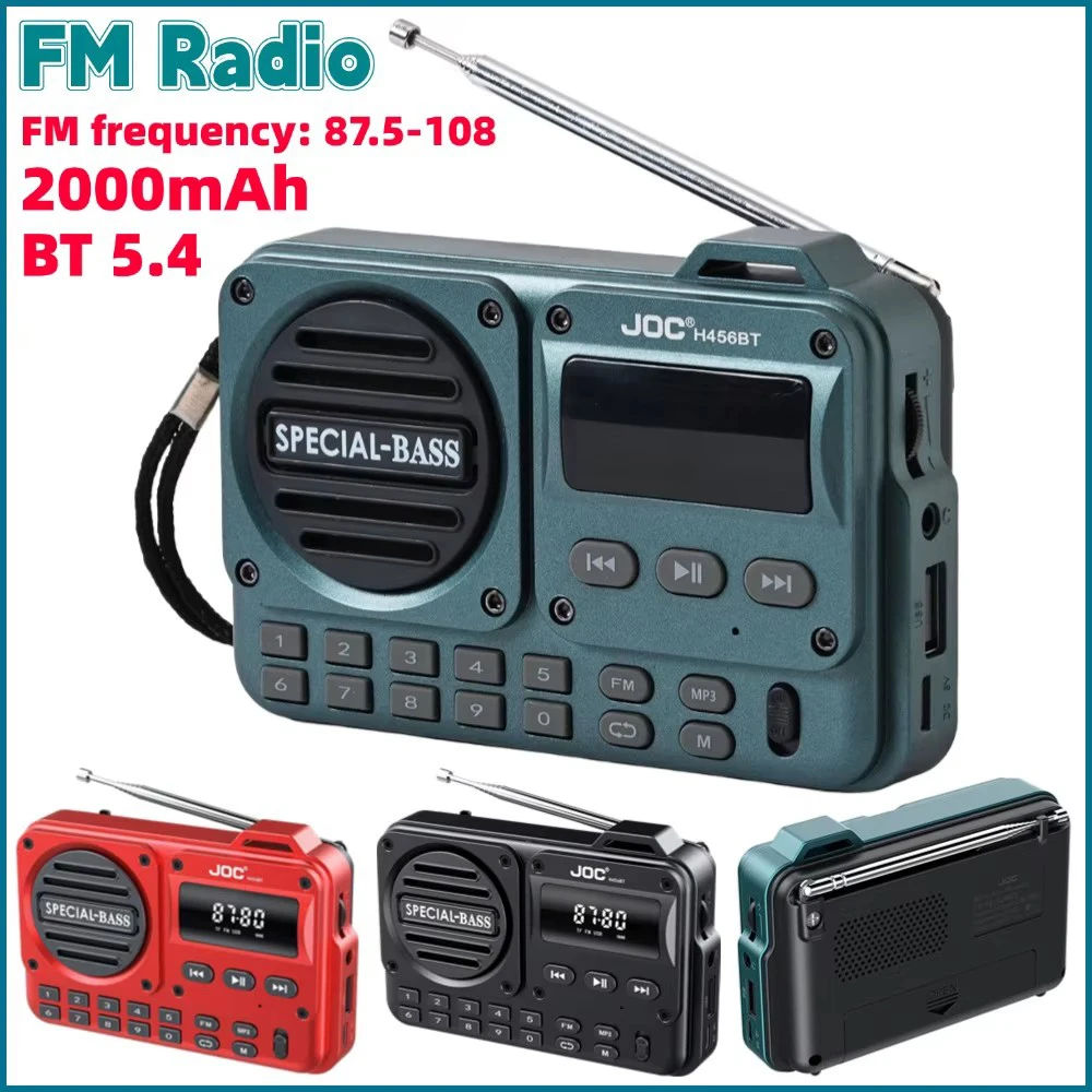 Rechargeable Radio Portable Digital FM Radio With LED Display Built-in Speaker MP3 Bluetooth 5.4 Radio Speaker for Home Travel