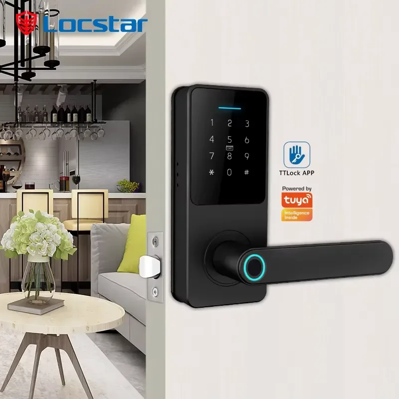 Locstar Alexa Ttlock App Automatic Electronic Biometric Fingerprint Digital Smart Electric Door Cerradura Inteligente