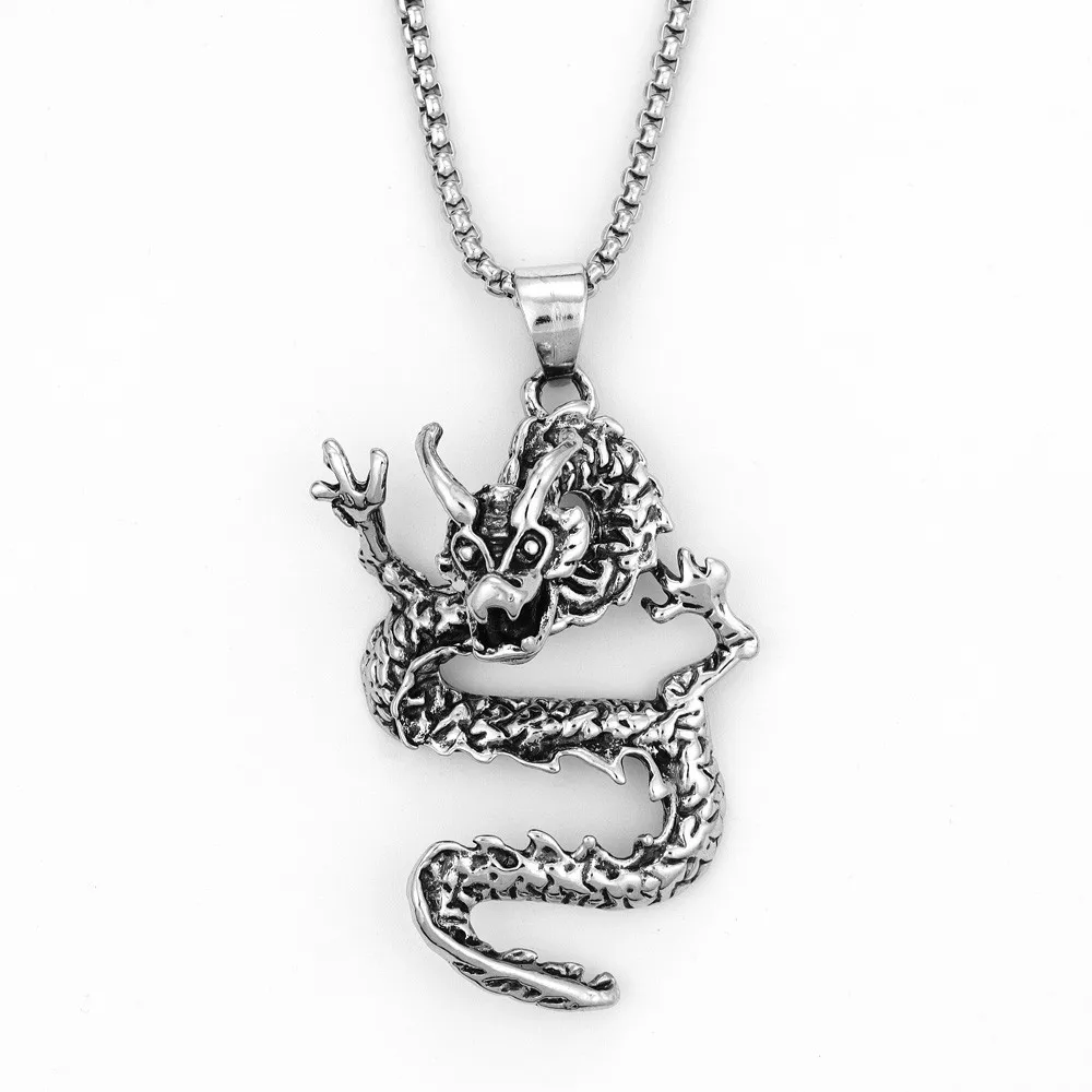 

Trendy Zodiac Dragon Pendant Necklace Charming Men's Necklace New Fashion Retro Jewelry Accessories Festival Gifts