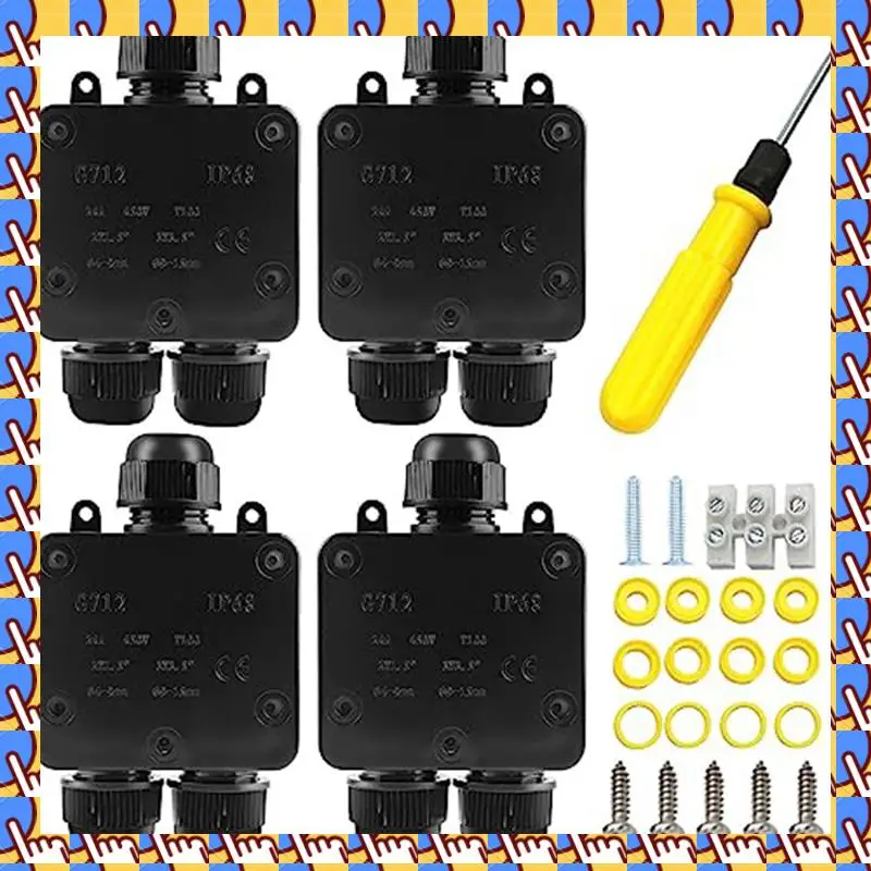 

A79I 4 шт. Водонепроницаемая распределительная коробка IP68 Внешняя водонепроницаемая 3-сторонняя для провода диаметром 5 мм-15 мм