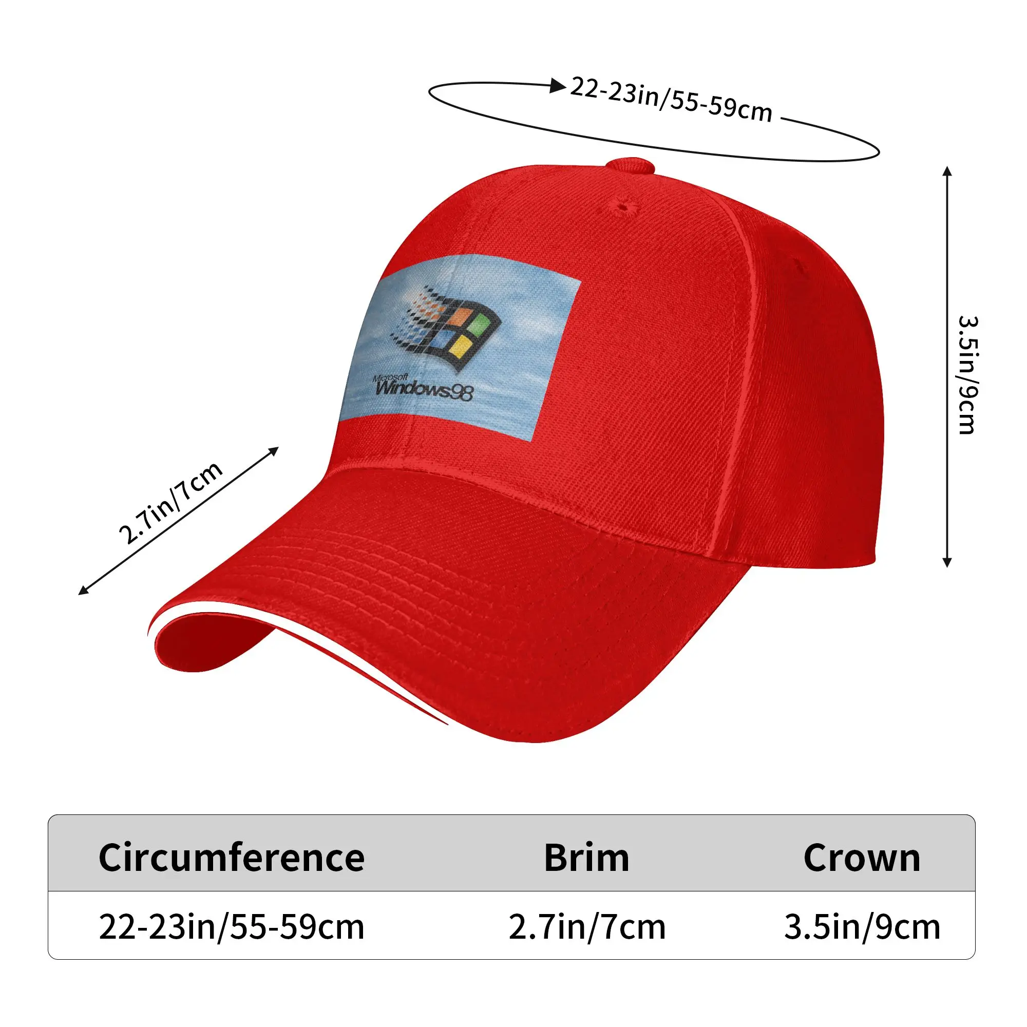 Windows 98 Start Screen Cap Casual Baseball Caps Adjustable Hat Hip Hop Summer Unisex Baseball Hats Customizable