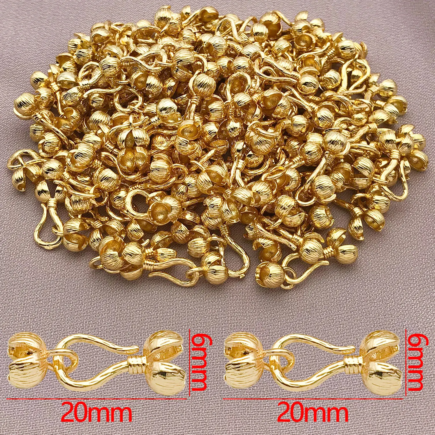 Mischen Sie 3/5 Paar 18K kupferbeschichtete, echt vergoldete, dicke, silberweiße goldene Blumen-Perlenverschlüsse, DIY-Schmuckherstellungszubehör.