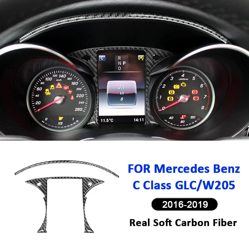 

Carbon Fiber Car Instrument Screen Panel Trim Frame Interior Decoration Sticker For Mercedes Benz 2016-2019 C Class GLC W205