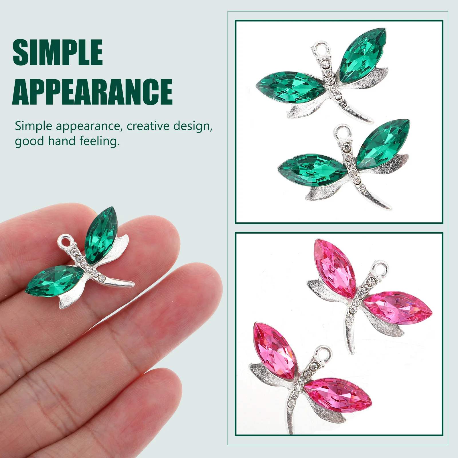 

30Pcs Dragonfly Pendant Charms Creative Alloy Resin Rhinestone DIY Jewelry Making Supplies Necklace Earring Accessories