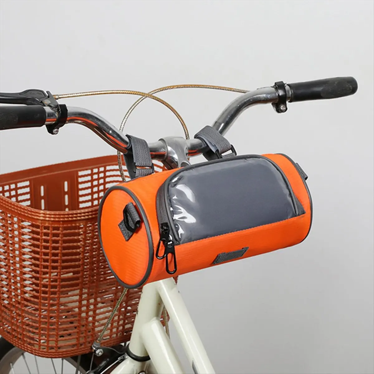 

(ABHW) Bike Handlebar Bag Bike Phone Bag Waterproof Mountain Bike Front Bag for Road Mountain Bike Cycling Travel Orange