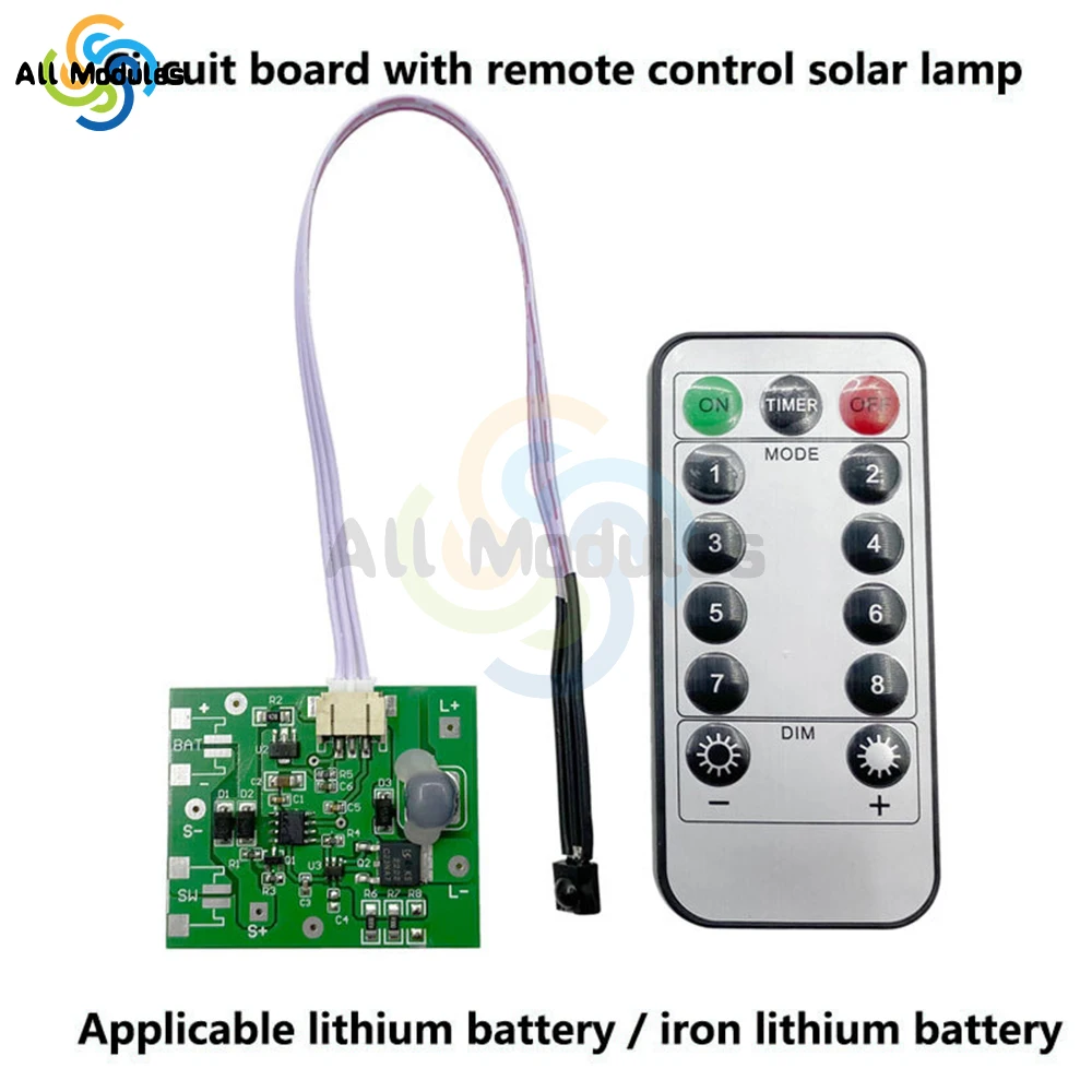 3.7V7.4V11.1V solar light circuit board solar light circuit board with remote control 6V/12V/18V solar panel voltage