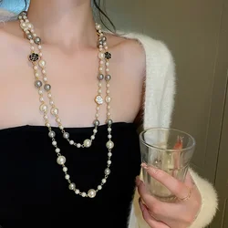 Brand Design Long Simulated Pearl Necklace For Women cc Sweater Chain Jewelry