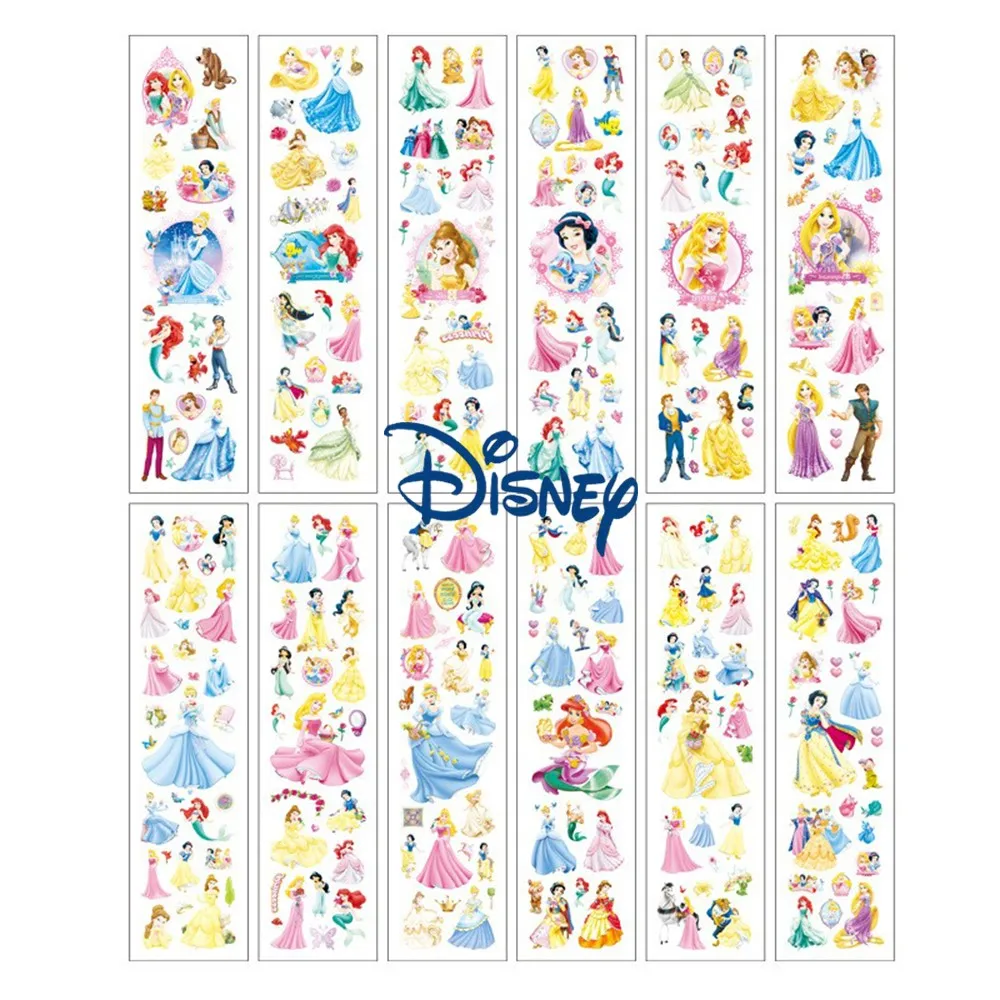 1Pcs New Disney Princess Tattoo Sticker Cartoon Snow White Belle Figure Sticker Toy for Girls Children Birthday Party Gift