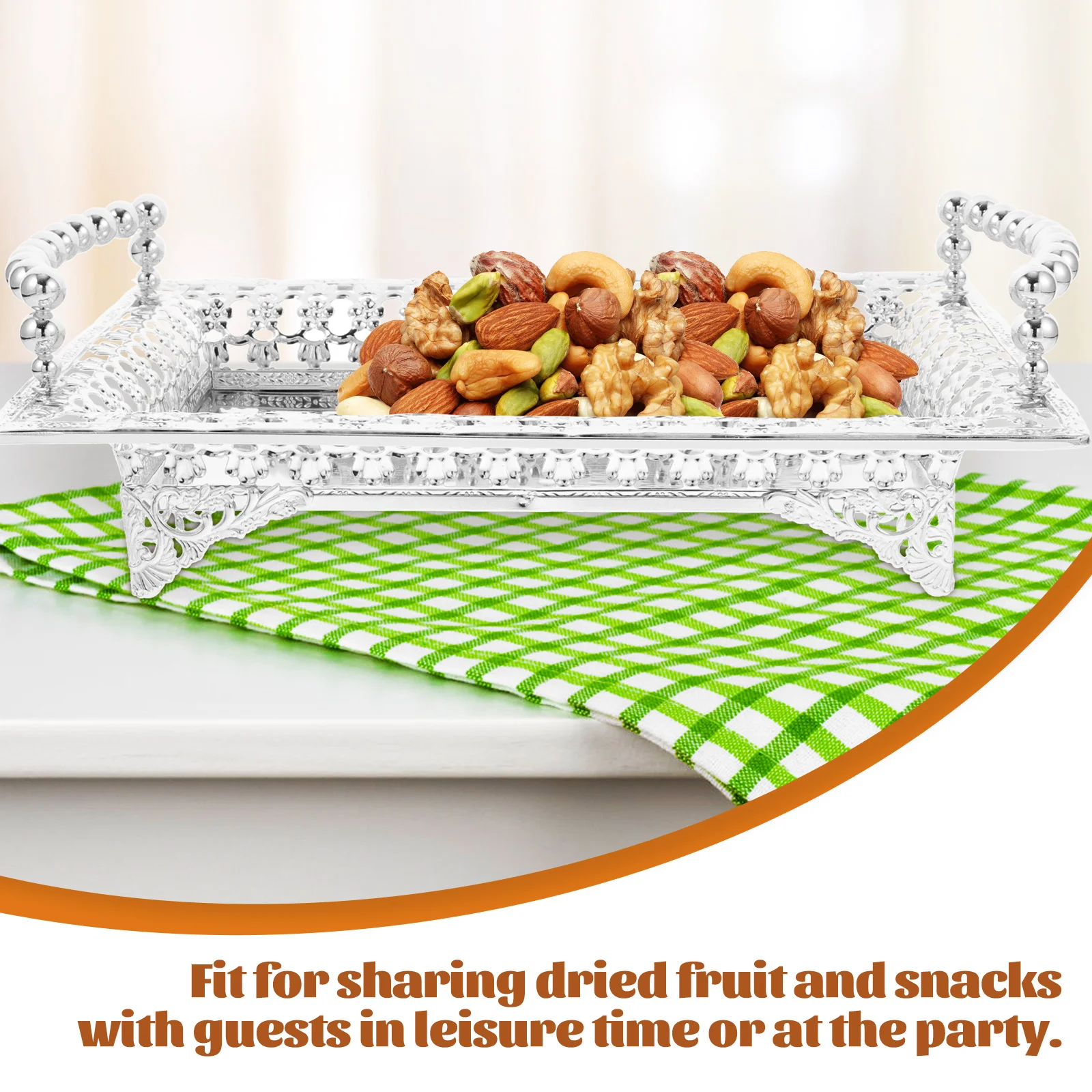 

Sturdy Iron Fruit Plate Snack Storage Tray Candy Container Decorative Serving Plate for Home Party Guests Lightweight Compact