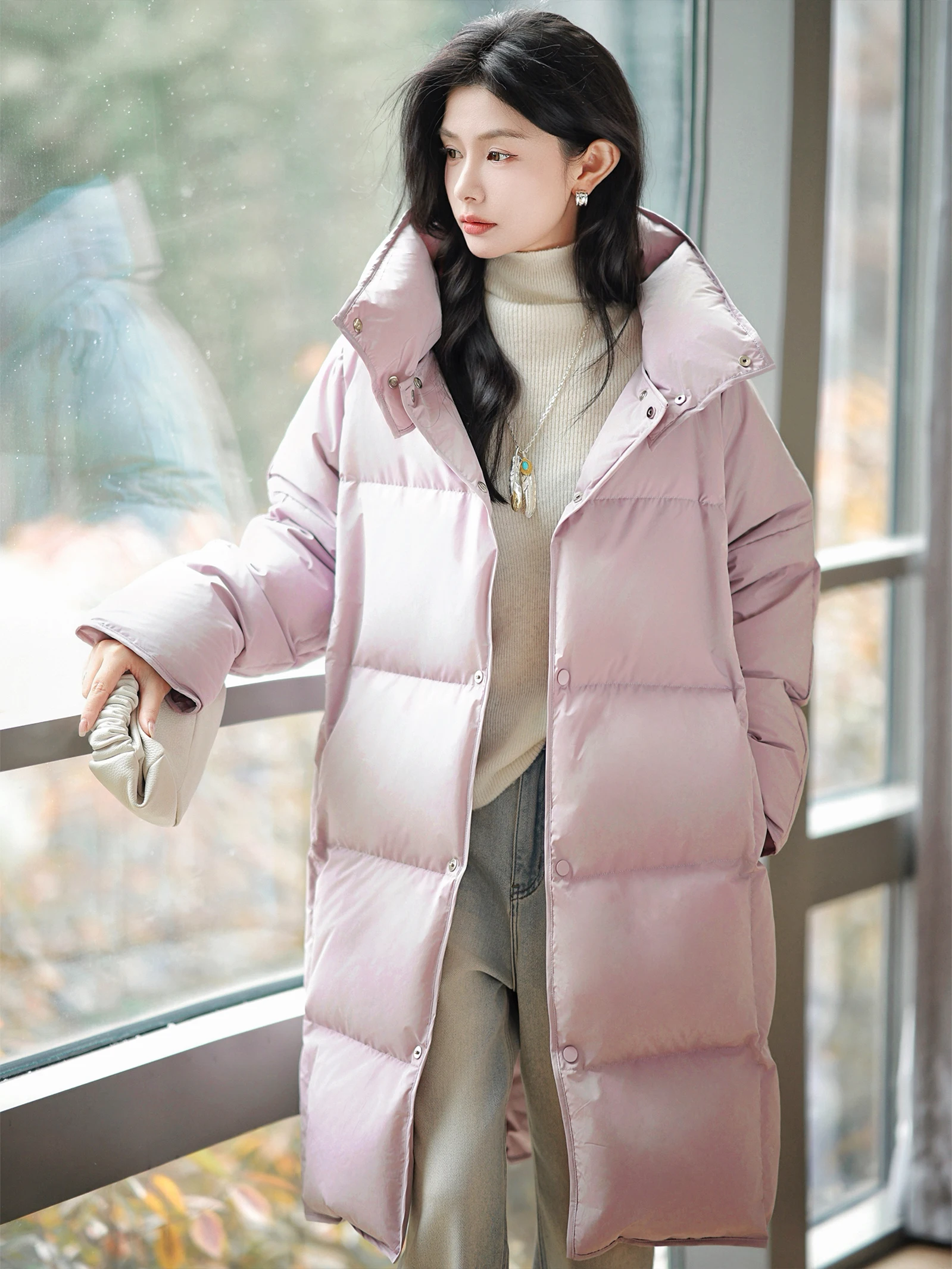 

Warm Yang Yang down Jaet Detachable Collar 90 White Du down Long Women's Sle Zhao Daxi Brand Winter Outerwear Coat