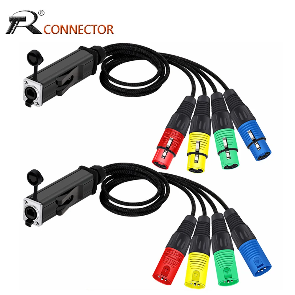 RJ45 to Audio 4 Channel 3Pin XLR Extender Multi Network Receiver Cable Splitter Use for XLR Male/Female Connector Connection